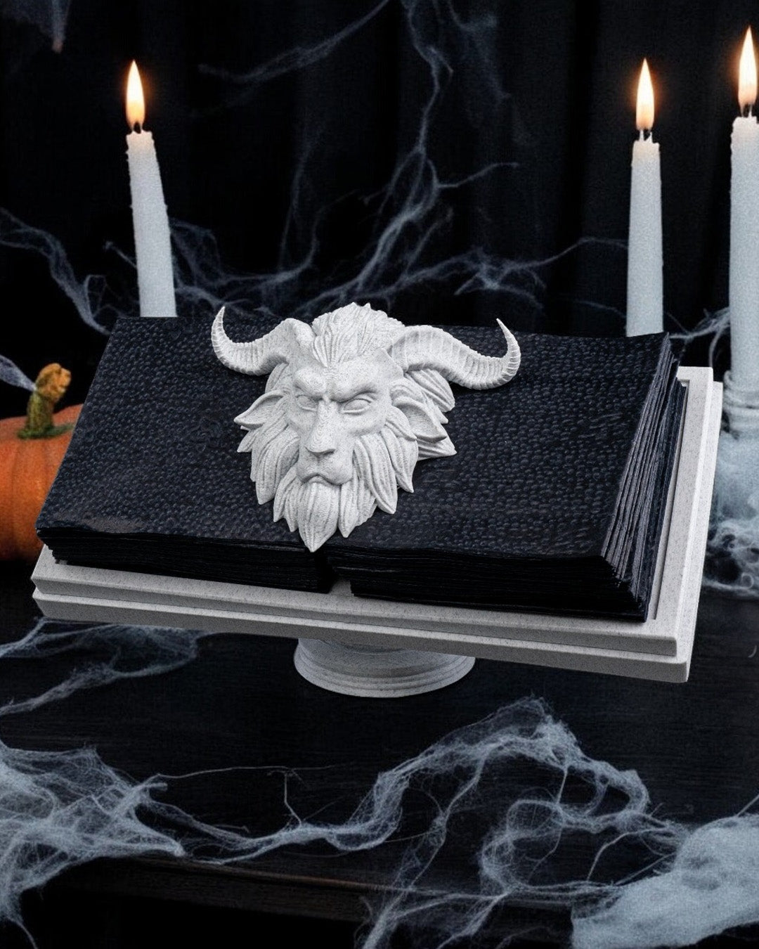 Goat Head Napkin Holder – Gothic Halloween Table Decor | Spooky Occult Kitchen Accent | 3D Printed Horror Party Prop
