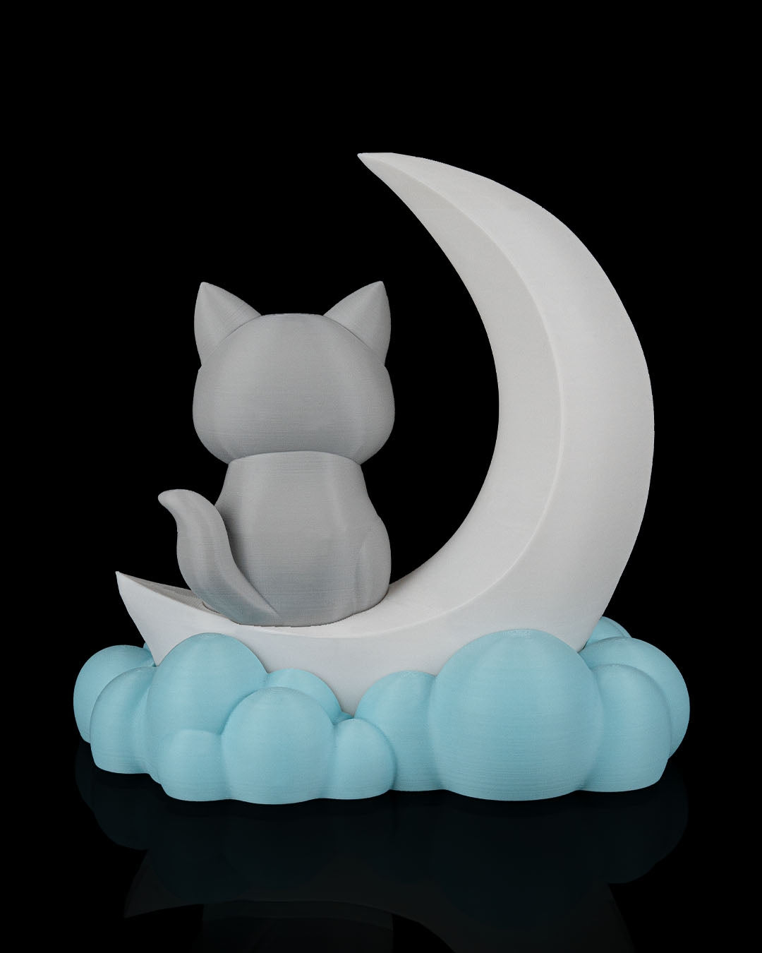 Moonlight Kitty Night Light Cat on Crescent Moon LED Lamp