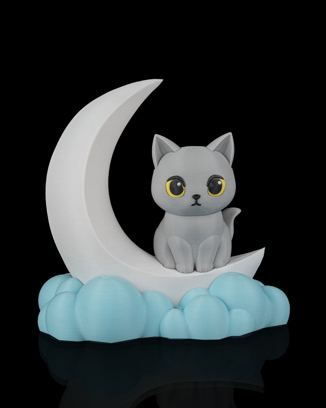 Moonlight Kitty Night Light Cat on Crescent Moon LED Lamp