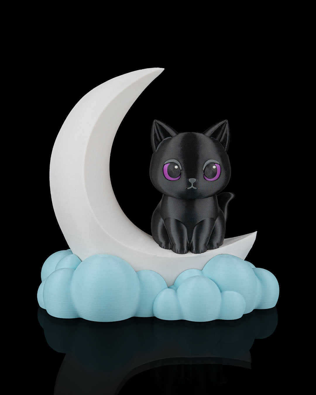 Moonlight Kitty Night Light Cat on Crescent Moon LED Lamp