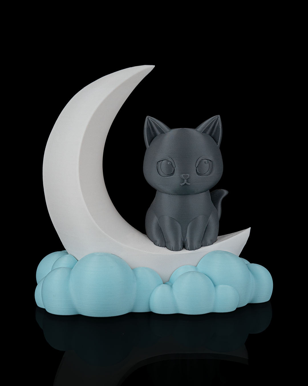 Moonlight Kitty Night Light Cat on Crescent Moon LED Lamp