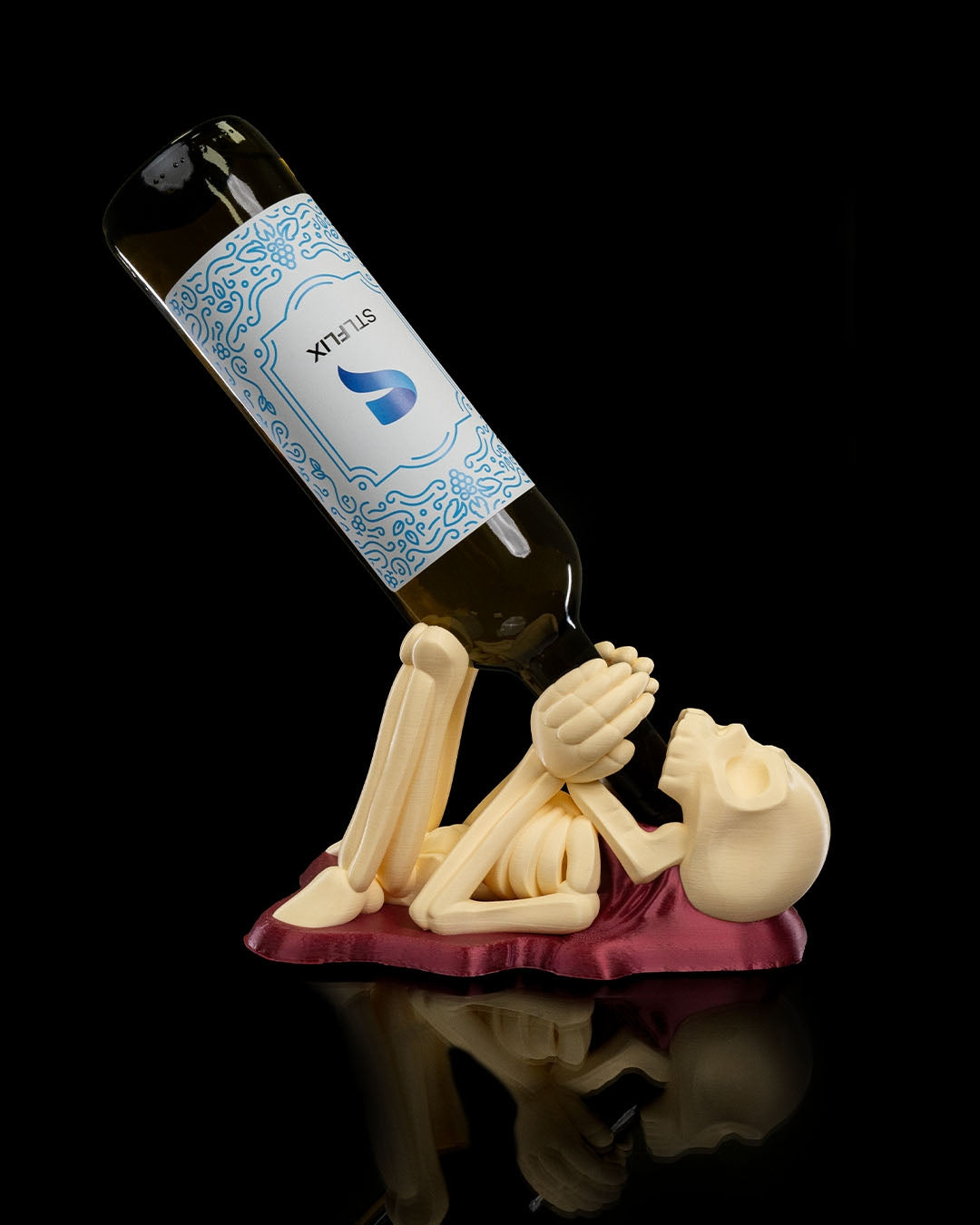 Skeleton Wine Bottle Holder – Gothic Halloween Table Decor | Spooky Skeleton Wine Rack | 3D Printed Haunted House Party Gift