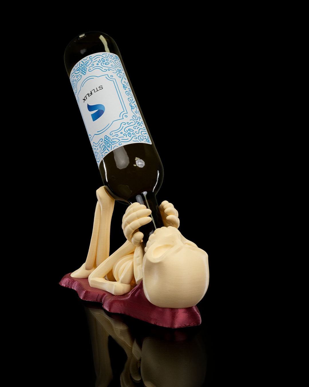 Skeleton Wine Bottle Holder – Gothic Halloween Table Decor | Spooky Skeleton Wine Rack | 3D Printed Haunted House Party Gift