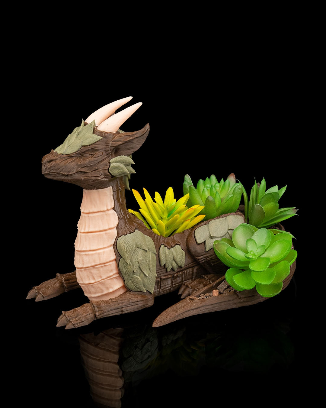 Barkscale Sentinel Dragon Planter – Fantasy Wooden Guardian Pot | 3D Printed Mythical Home & Garden Décor