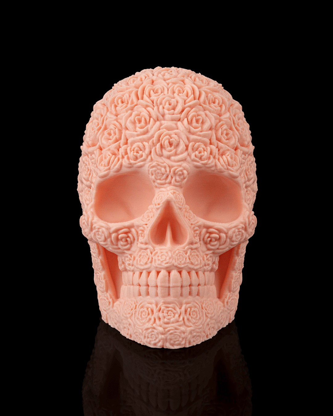 Bloom of Doom Rose Skull – Gothic Skull with Roses | 3D Printed Halloween Decoration | Dark Romantic Spooky Home Décor