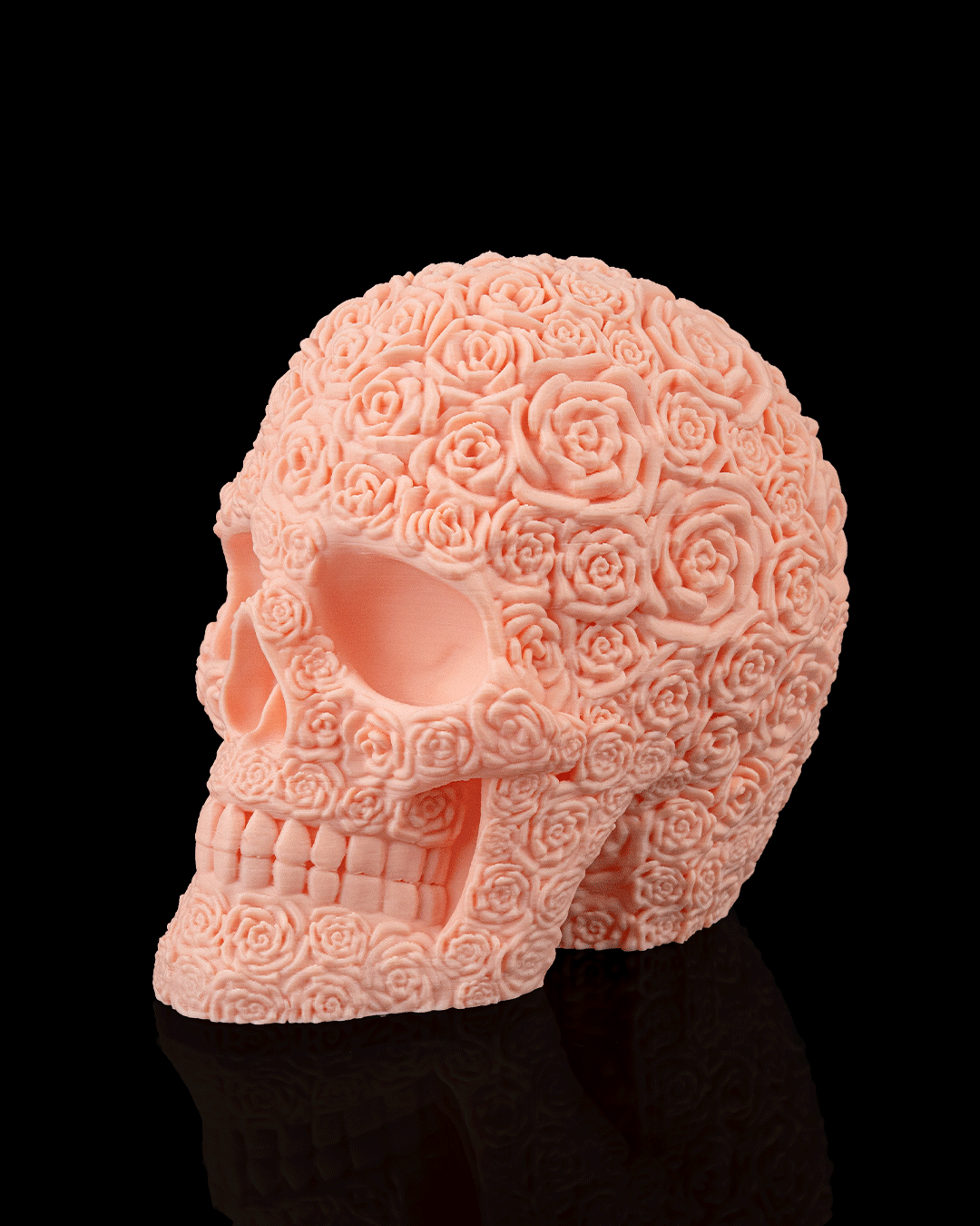 Bloom of Doom Rose Skull – Gothic Skull with Roses | 3D Printed Halloween Decoration | Dark Romantic Spooky Home Décor