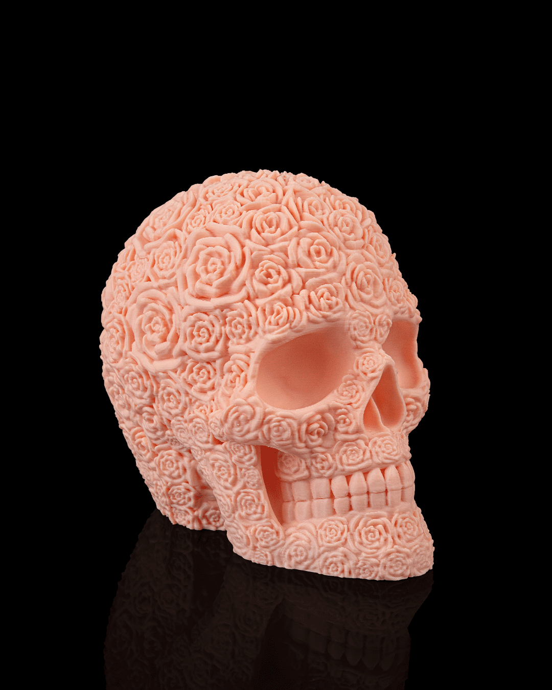 Bloom of Doom Rose Skull – Gothic Skull with Roses | 3D Printed Halloween Decoration | Dark Romantic Spooky Home Décor