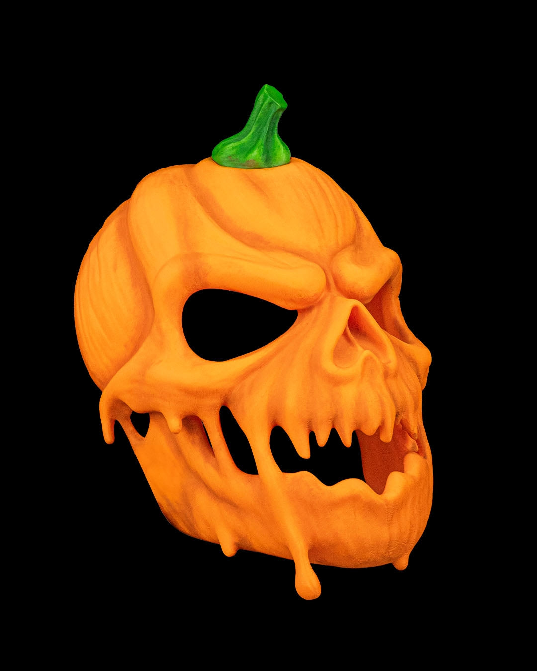 Carved in Fear Pumpkin Skull Mask – Horror Halloween Cosplay Mask | 3D Printed Jack-o’-Lantern Skull Hybrid Costume Prop