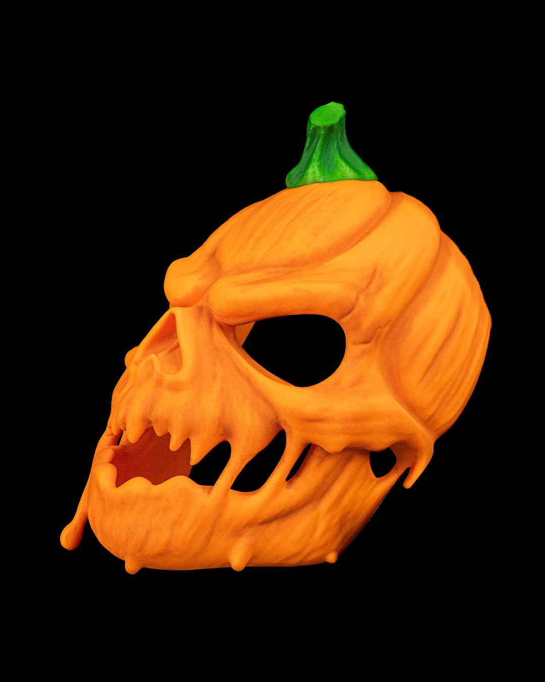 Carved in Fear Pumpkin Skull Mask – Horror Halloween Cosplay Mask | 3D Printed Jack-o’-Lantern Skull Hybrid Costume Prop