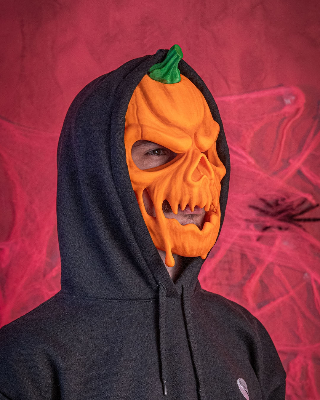 Carved in Fear Pumpkin Skull Mask – Horror Halloween Cosplay Mask | 3D Printed Jack-o’-Lantern Skull Hybrid Costume Prop