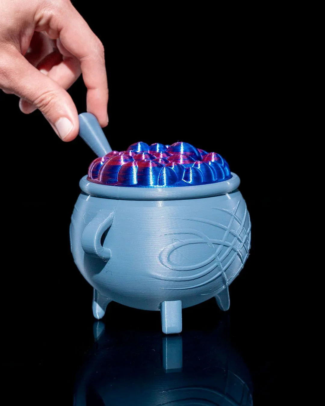 Mini Cauldron Candy Bucket – 3D Printed Witch Pot with Bubble Lid - Fusion Layer 3D