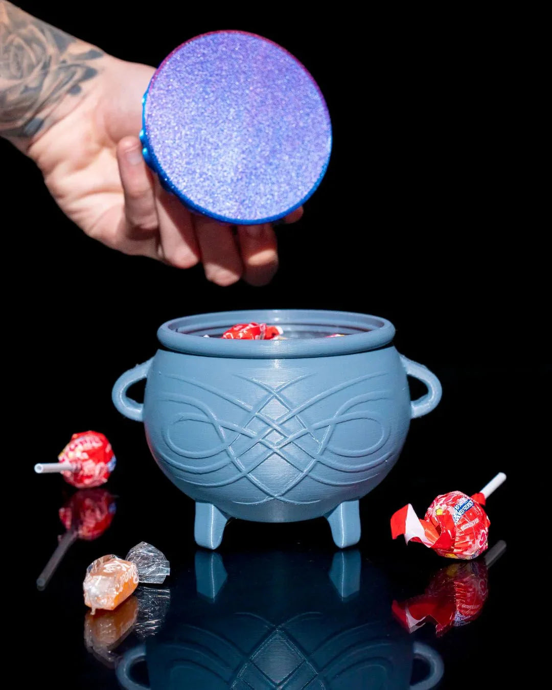 Mini Cauldron Candy Bucket – 3D Printed Witch Pot with Bubble Lid - Fusion Layer 3D
