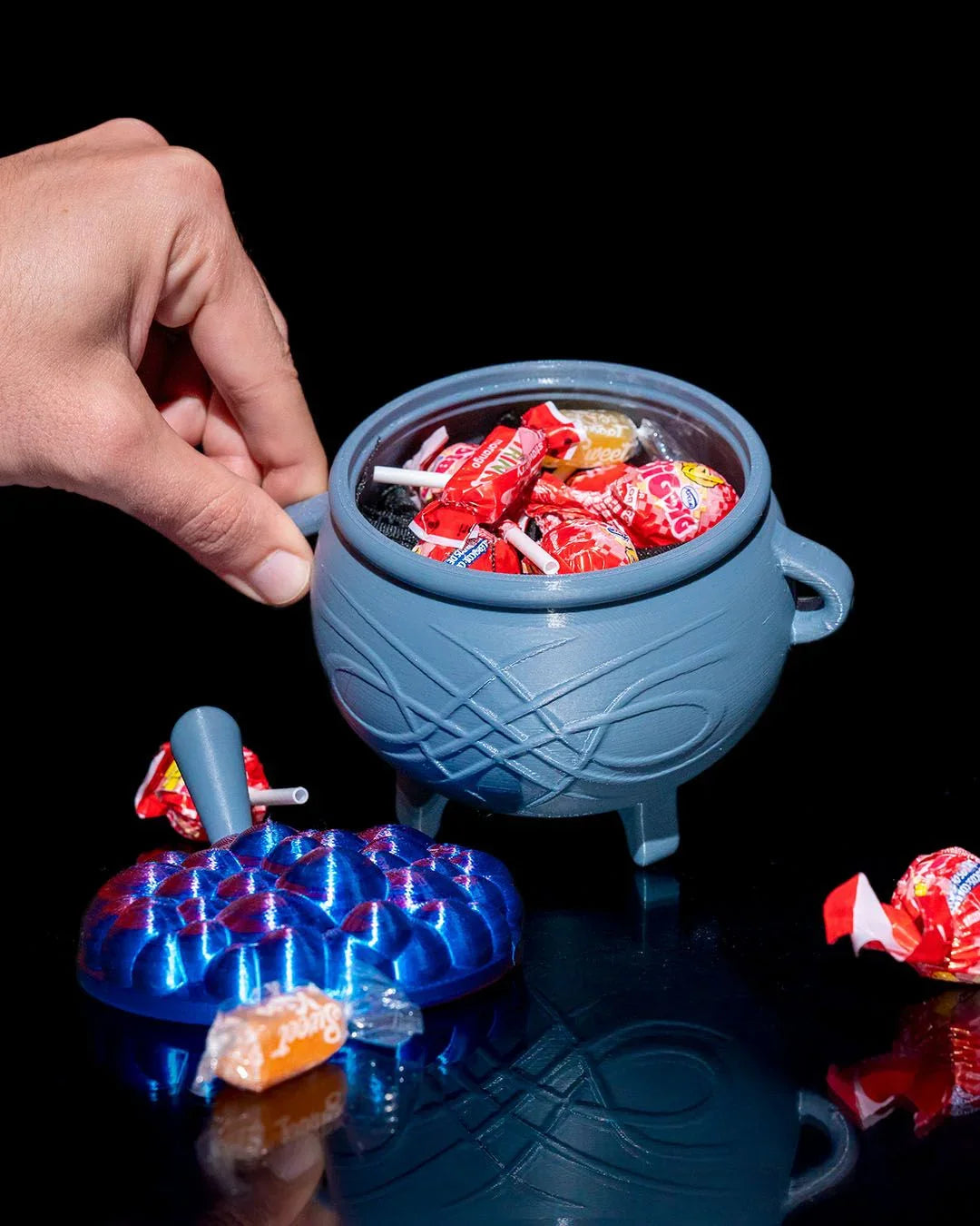 Mini Cauldron Candy Bucket – 3D Printed Witch Pot with Bubble Lid - Fusion Layer 3D