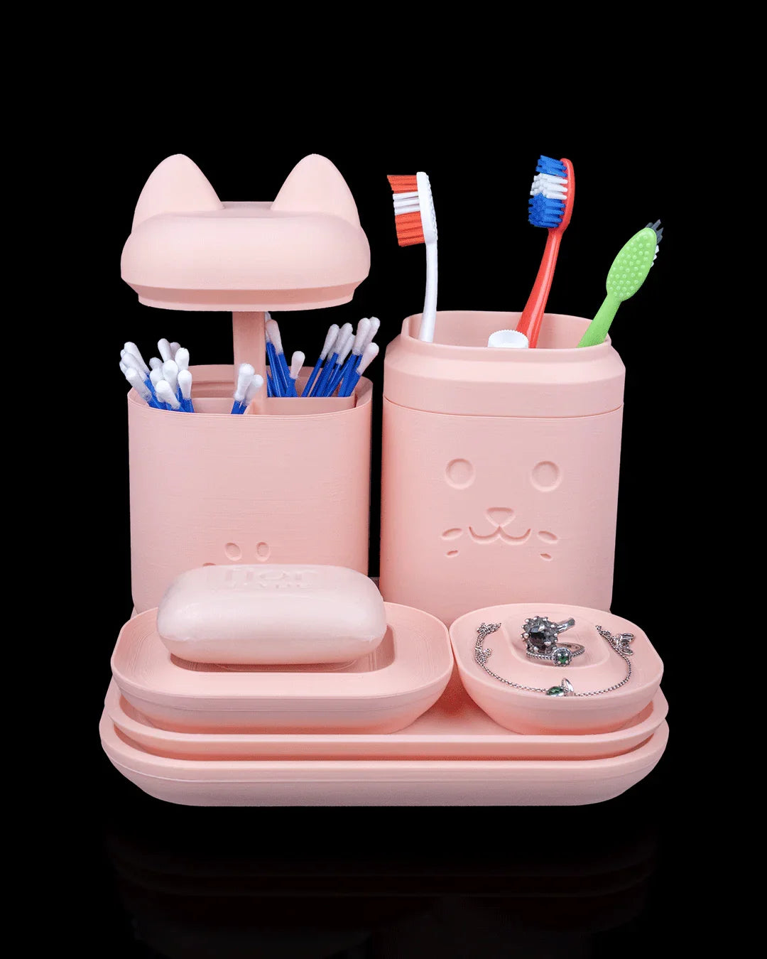 Clean Kitty – Complete Bath Organizer Set with Purrfect Charm - Fusion Layer 3D