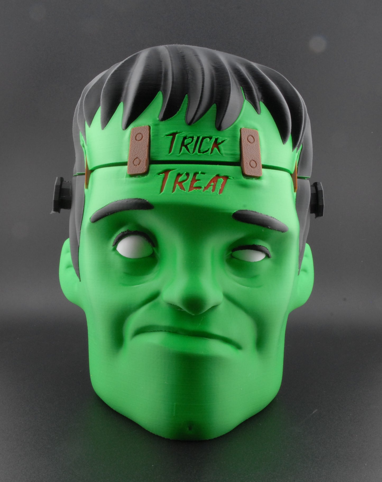 Frankenstein Trick-or-Treat Candy Bucket – 3D Printed Halloween Candy Holder | Monster Head Candy Container with Hinged Lid