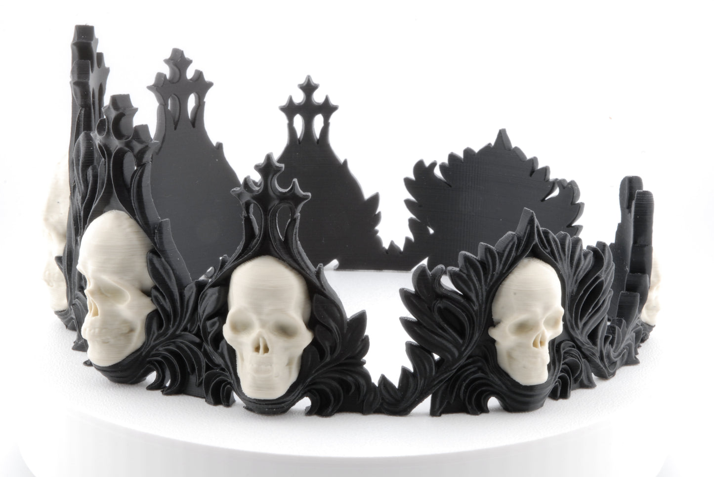 Crown of the Damned – Gothic Skull Crown | 3D Printed Halloween Costume Prop | Horror Cosplay Crown in Small, Medium, Large Sizes