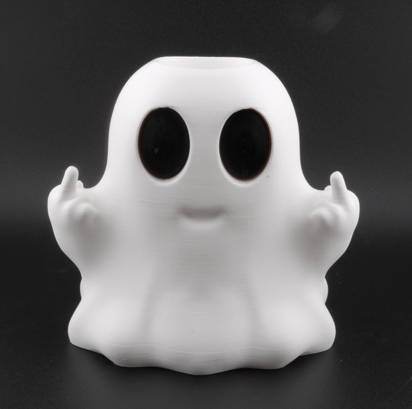 Funny Ghost Candle Holder – 3D Printed Halloween Decor with Dual LED Candles | Spooky Middle Finger Ghost Light (4.5")