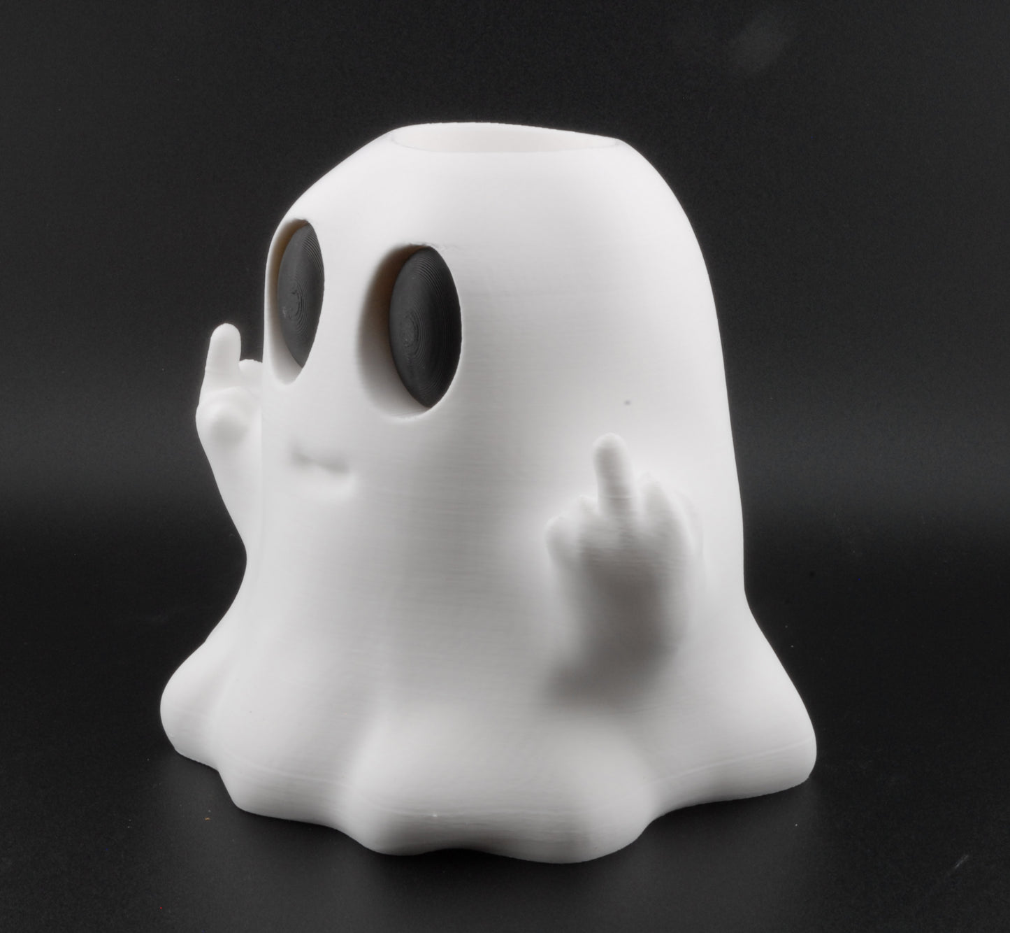 Funny Ghost Candle Holder – 3D Printed Halloween Decor with Dual LED Candles | Spooky Middle Finger Ghost Light (4.5")