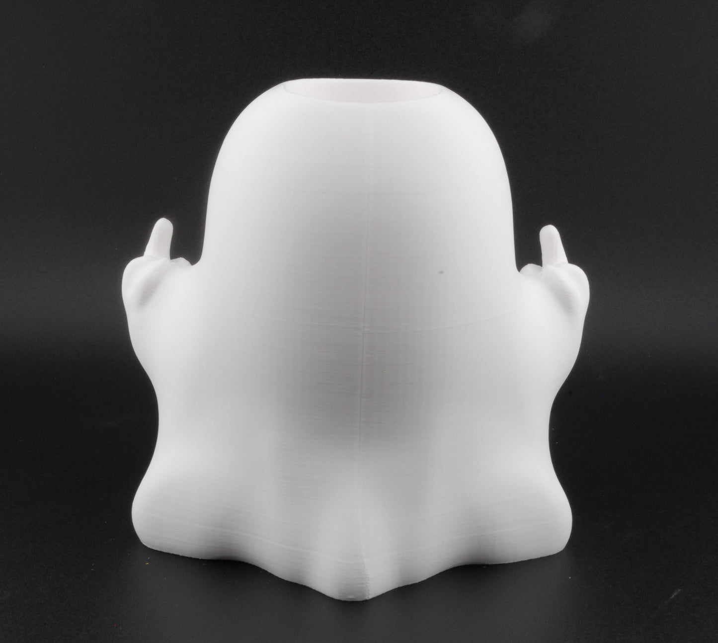 Funny Ghost Candle Holder – 3D Printed Halloween Decor with Dual LED Candles | Spooky Middle Finger Ghost Light (4.5")