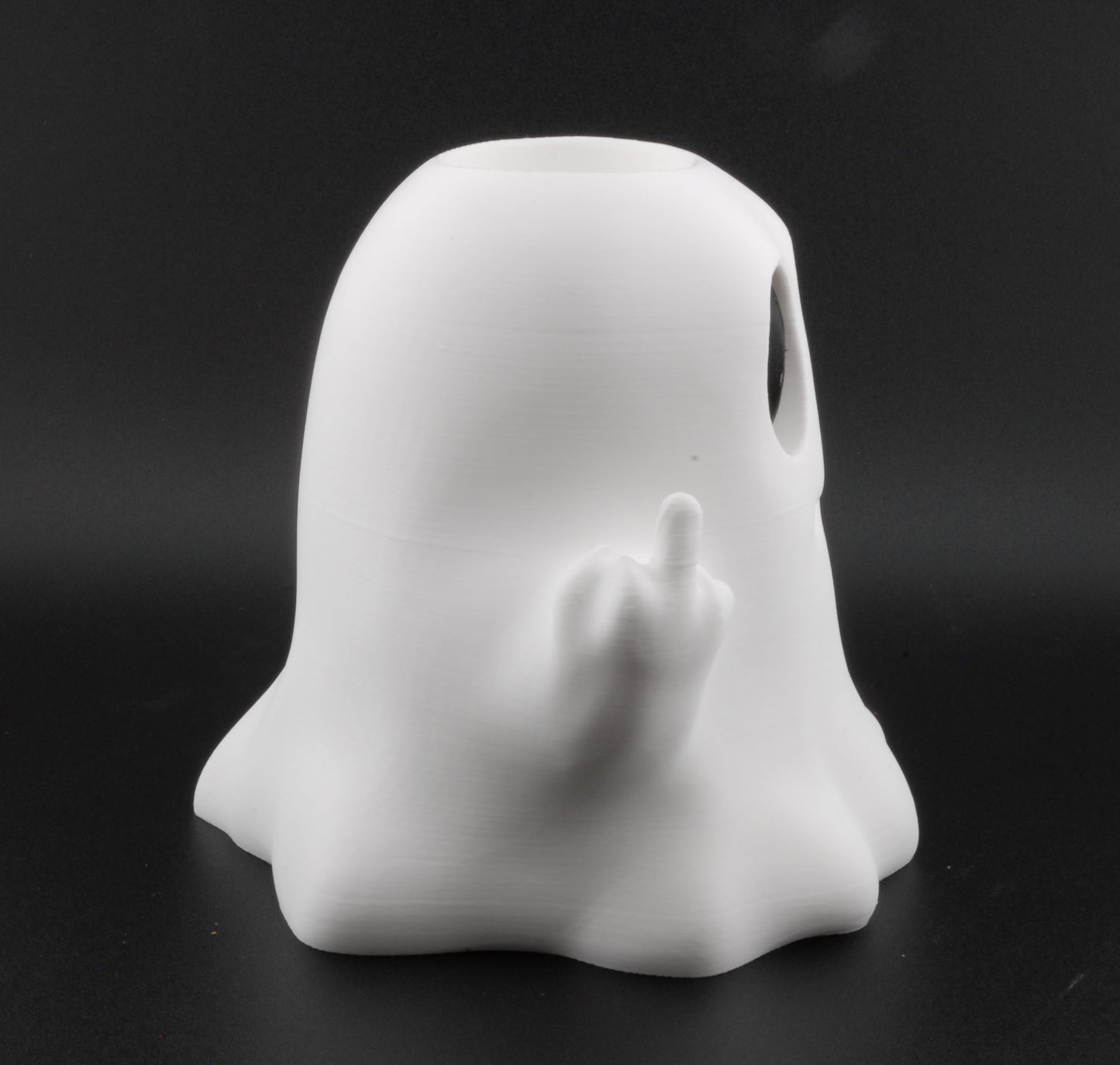 Funny Ghost Candle Holder – 3D Printed Halloween Decor with Dual LED Candles | Spooky Middle Finger Ghost Light (4.5")