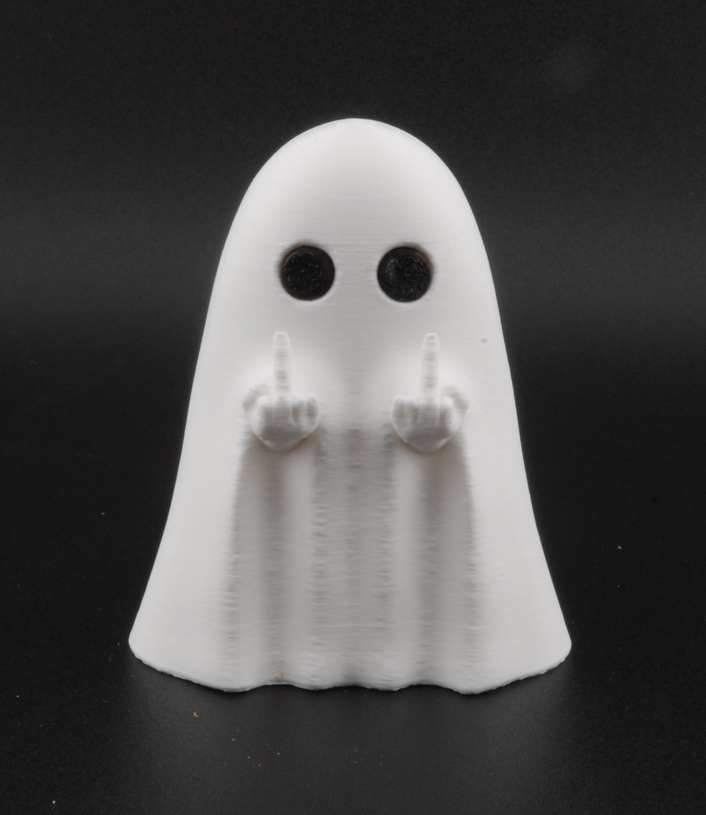 Funny Ghost Figurine – 3D Printed Halloween Decor | Solid Middle Finger Ghost Statue (3")