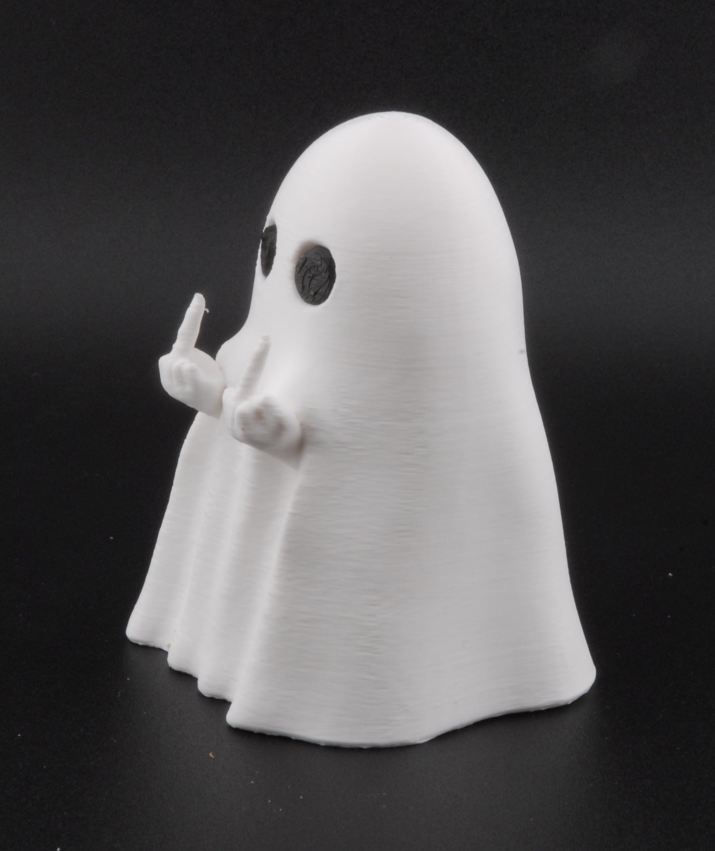 Funny Ghost Figurine – 3D Printed Halloween Decor | Solid Middle Finger Ghost Statue (3")