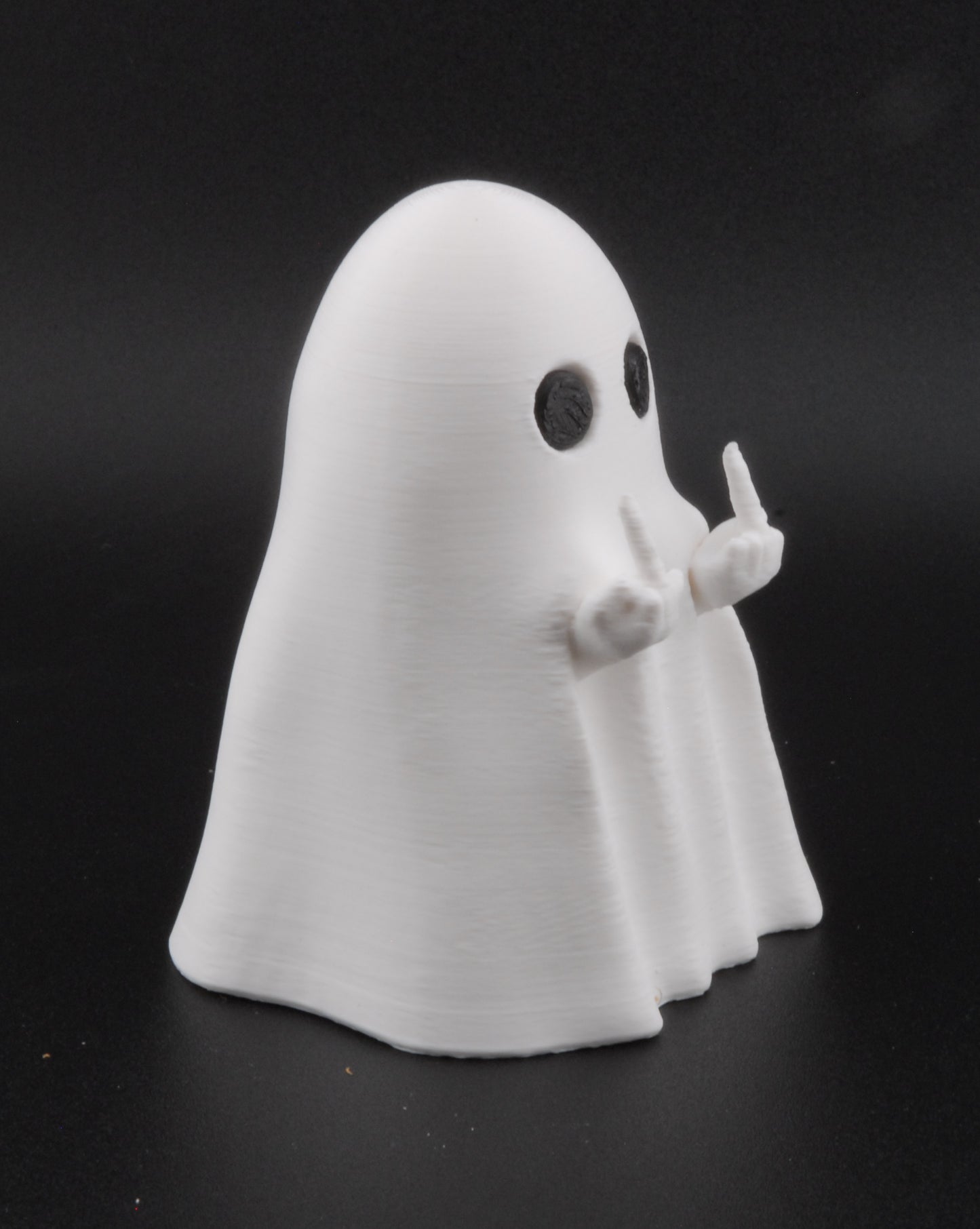 Funny Ghost Figurine – 3D Printed Halloween Decor | Solid Middle Finger Ghost Statue (3")