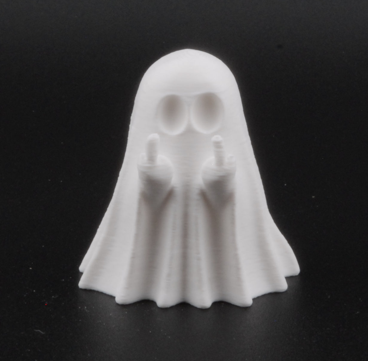 Mini Ghost Figurine – Funny 3D Printed Halloween Decor | Tiny Middle Finger Ghost Statue (1.5")