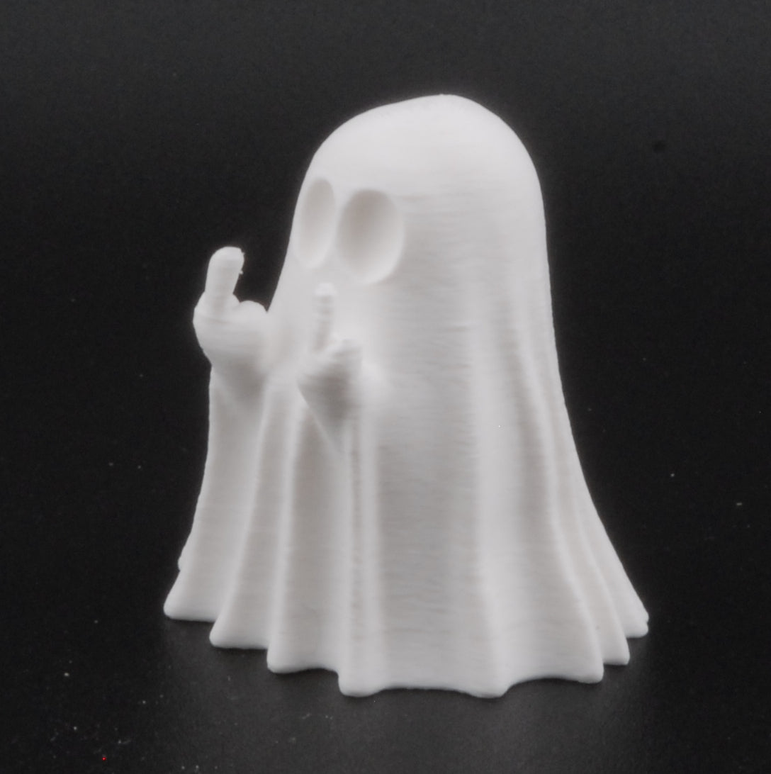 Mini Ghost Figurine – Funny 3D Printed Halloween Decor | Tiny Middle Finger Ghost Statue (1.5")