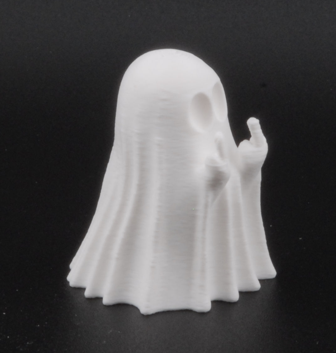 Mini Ghost Figurine – Funny 3D Printed Halloween Decor | Tiny Middle Finger Ghost Statue (1.5")