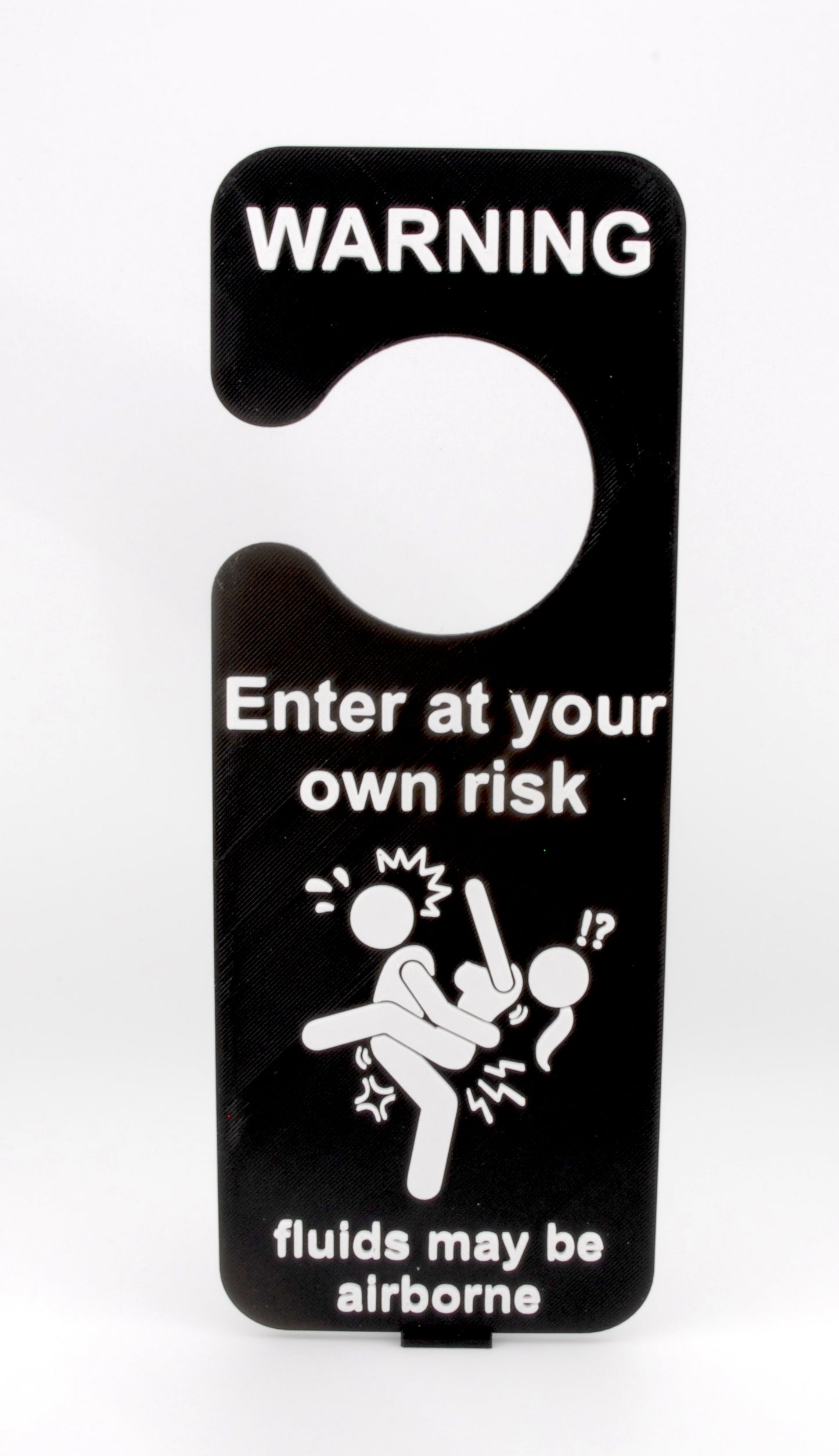 Warning Naughty Door Hanger – “Enter at Your Own Risk, Fluids May Be Airborne” Funny Adult Room Sign