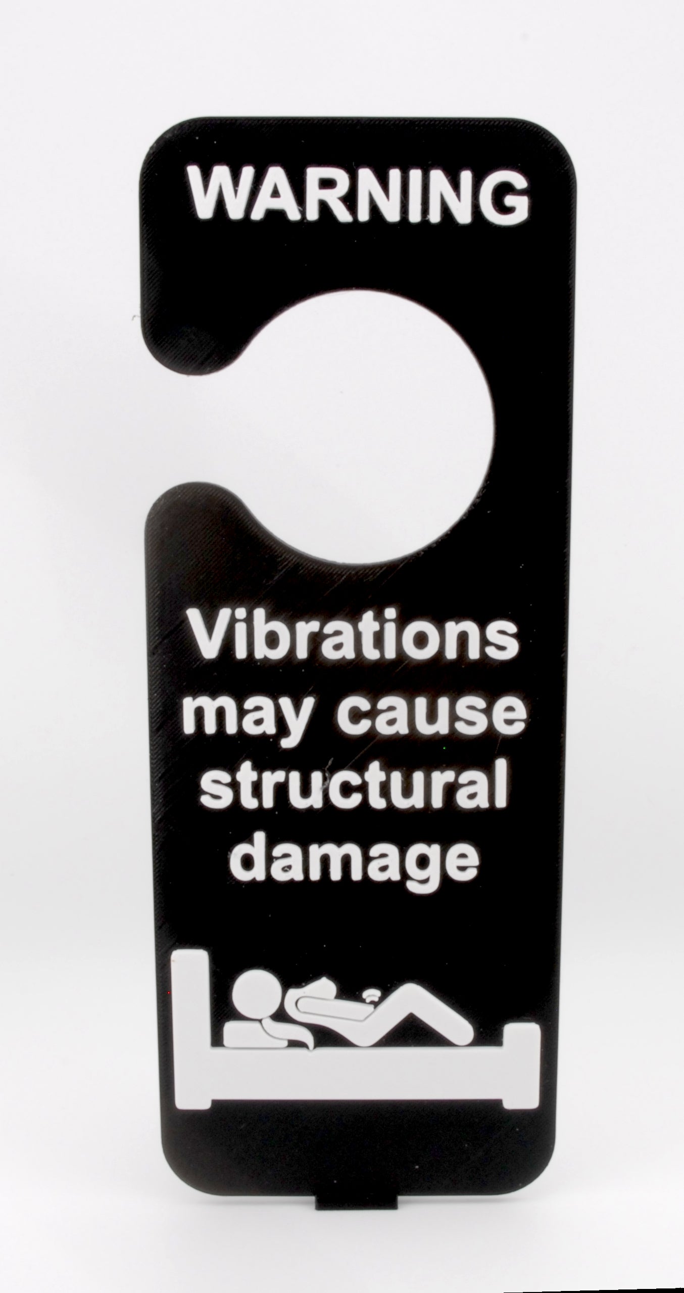 Funny Adult Door Hanger – “Warning: Vibrations May Cause Structural Damage” | Naughty Bedroom Humor Sign