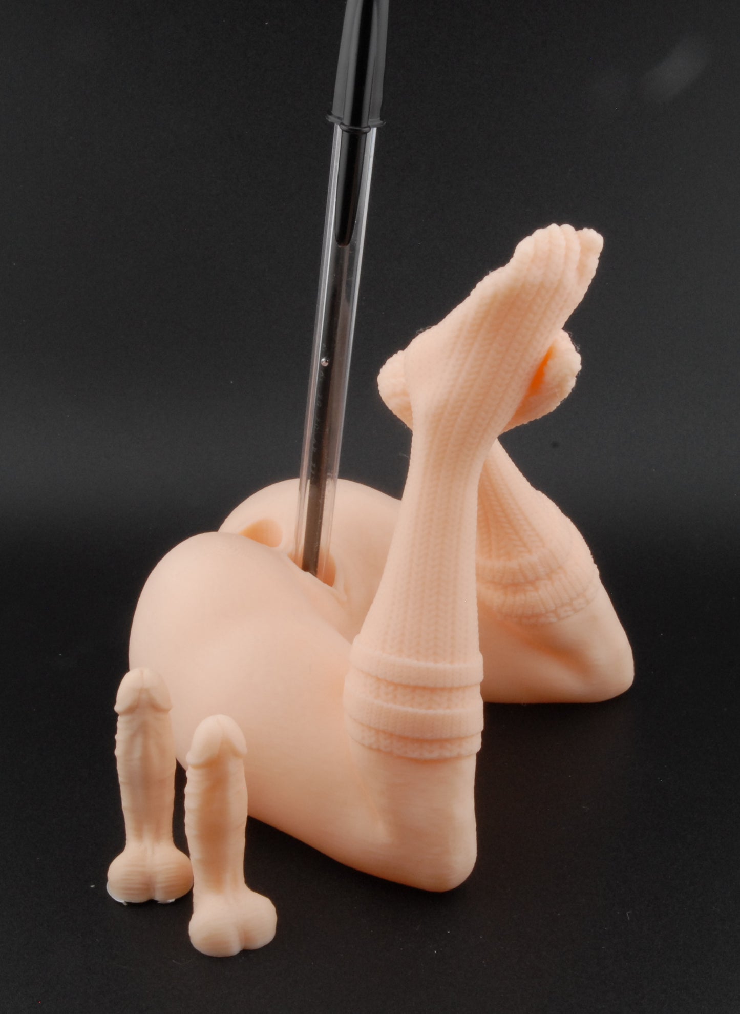 Knee-High Socks Pen Holder – Double Penetration Edition | Erotic Desk Décor | Adult Humor Gift | Naughty Pen Stand | 3D Printed Gag Gift