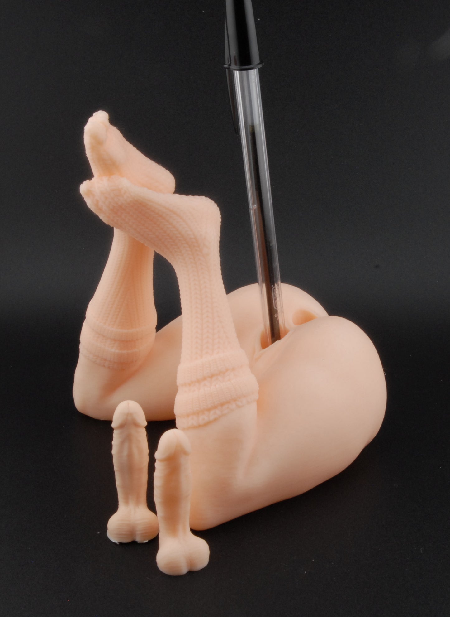 Knee-High Socks Pen Holder – Double Penetration Edition | Erotic Desk Décor | Adult Humor Gift | Naughty Pen Stand | 3D Printed Gag Gift