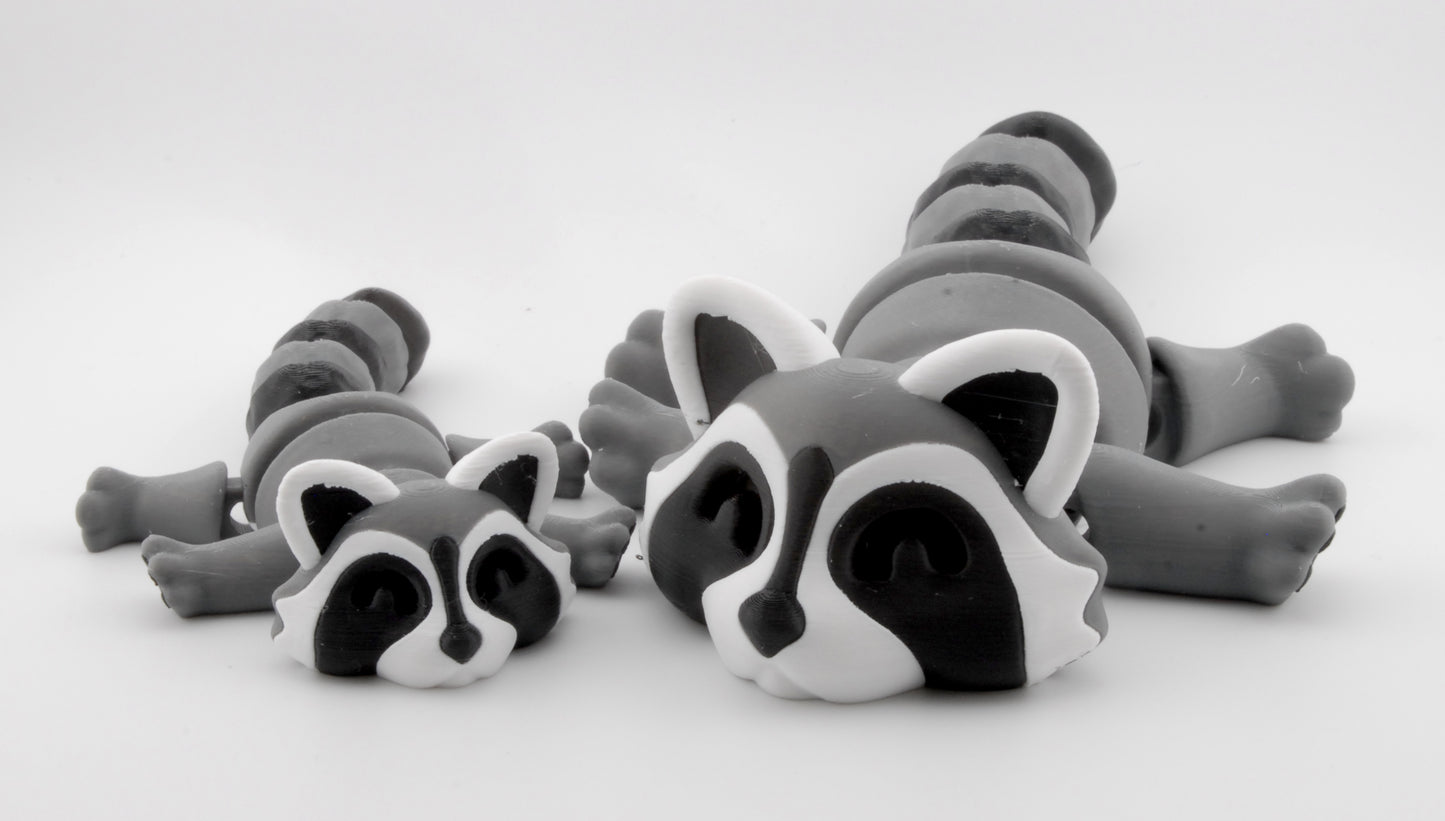 Rascal the Raccoon – 3D Printed Articulated Trash Animal | Cute Raccoon Figure | Fusion Layer 3D Woodland Collection (2 Sizes + Base Options)