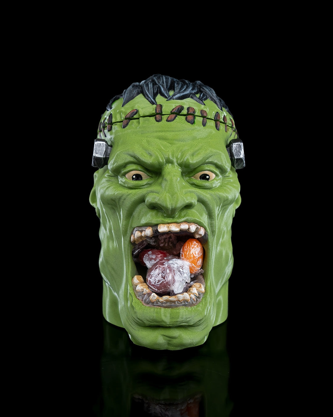Frankenstein Candy Holder – Creepy Monster Head Bowl | Halloween Candy Dish | 3D Printed Horror Party Table Decor