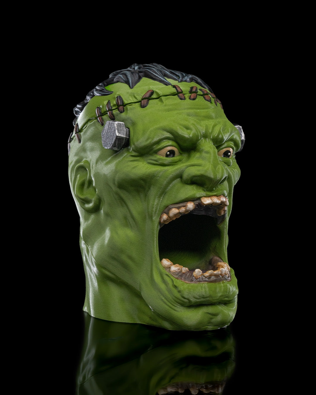 Frankenstein Candy Holder – Creepy Monster Head Bowl | Halloween Candy Dish | 3D Printed Horror Party Table Decor