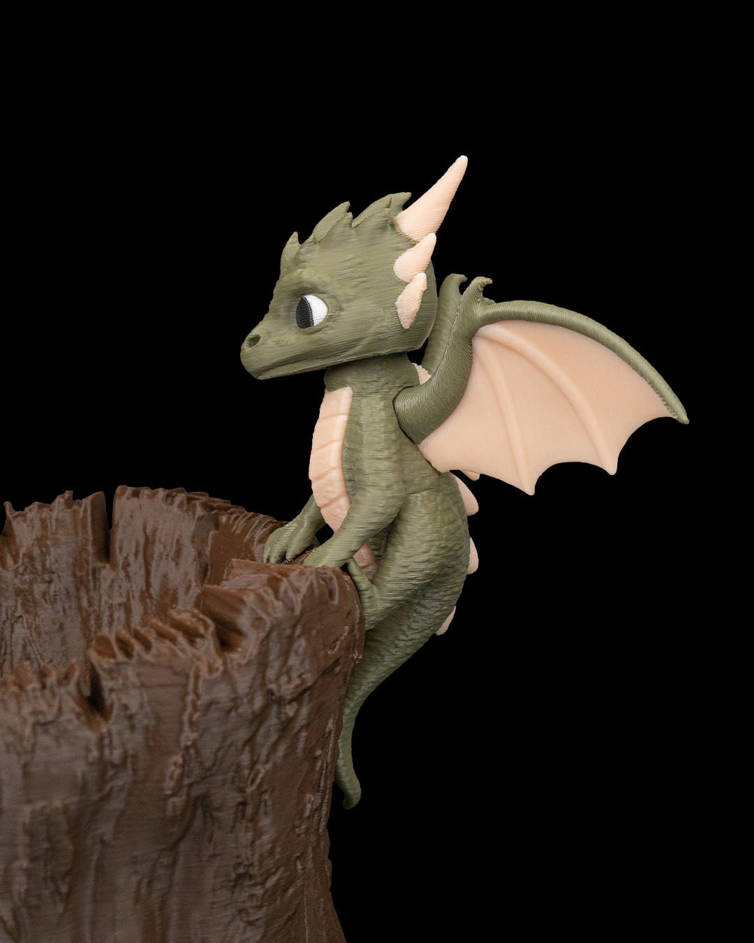 Garden Scout Baby Dragon Planter – 16.5cm Fantasy Tree Stump Pot | 3D Printed Whimsical Home & Garden Décor