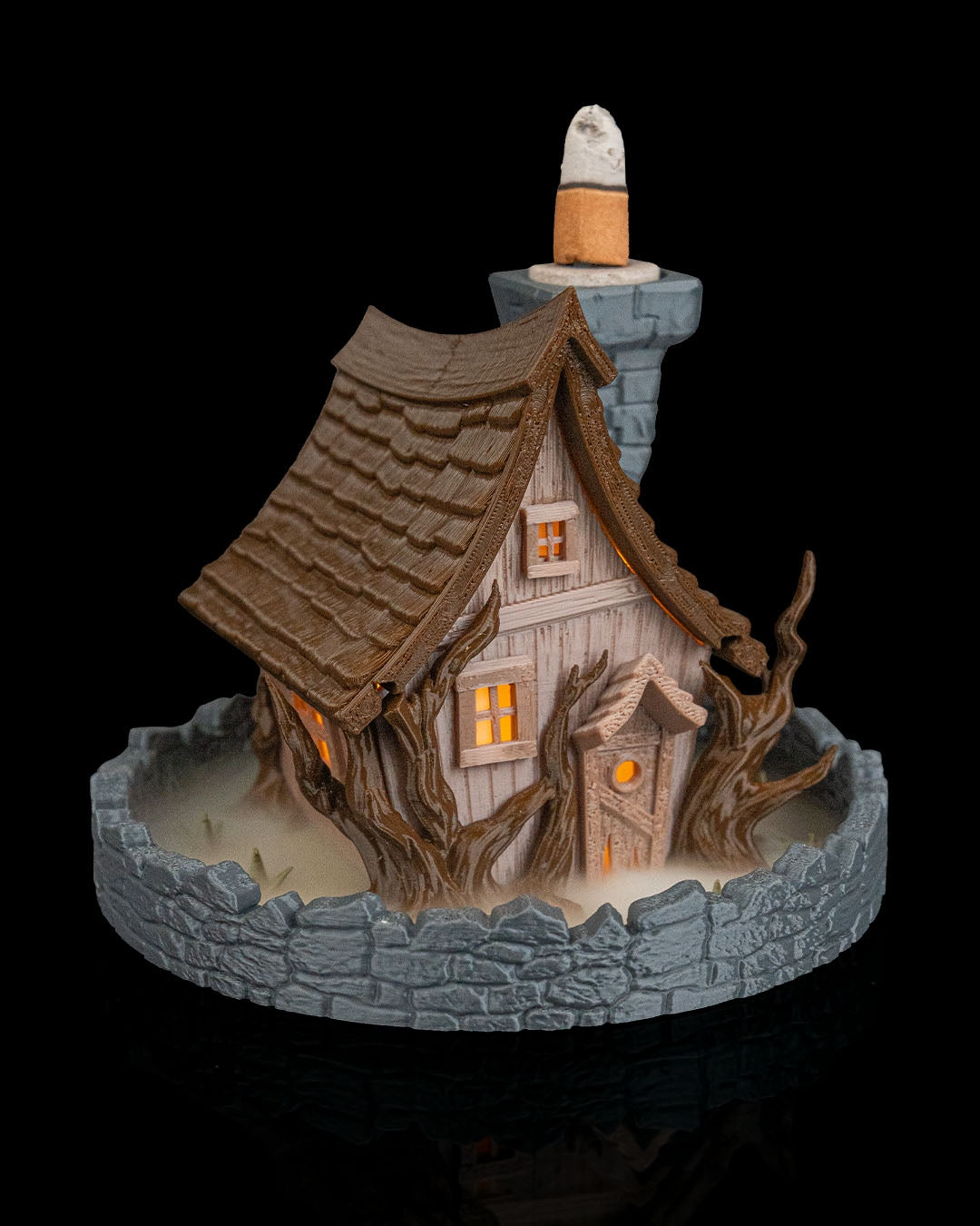 Ghost Manor Table Lamp & Backflow Incense Burner – Haunted House Halloween Decor | 3D Printed Spooky Light & Smoke Effect Burner