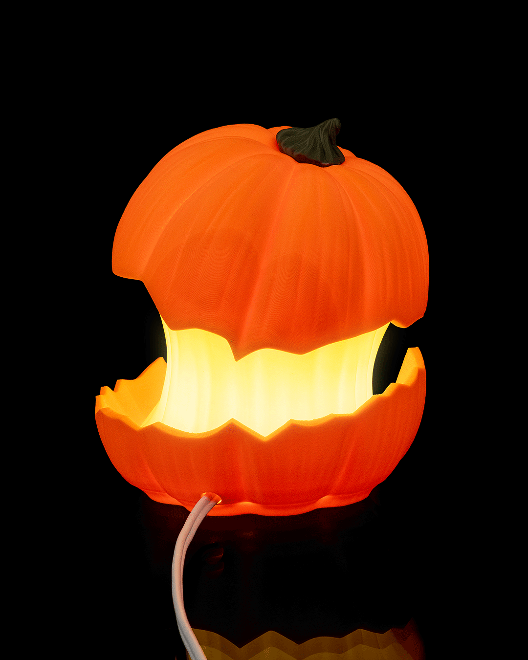 Glowgut Pumpkin Lantern Lamp – Creepy Jack-o’-Lantern Light | 3D Printed Halloween Pumpkin Décor Centerpiece