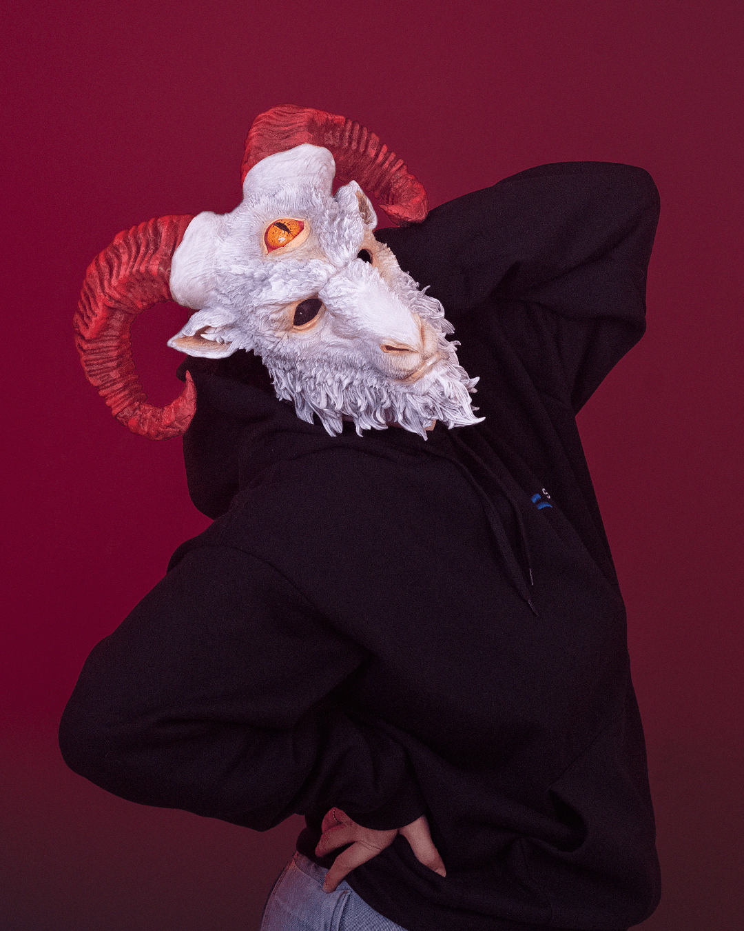 Goat of the Abyss Mask – Masquerade Macabre Collection | 3D Printed Demon Goat Halloween Cosplay Mask in 3 Sizes