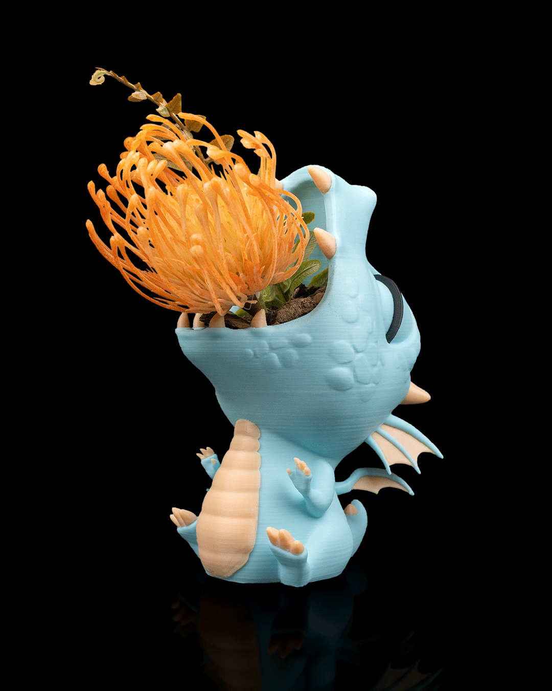 Green Breath Baby Dragon Planter – 14cm Fantasy Open Mouth Pot | 3D Printed Mythical Home & Garden Décor