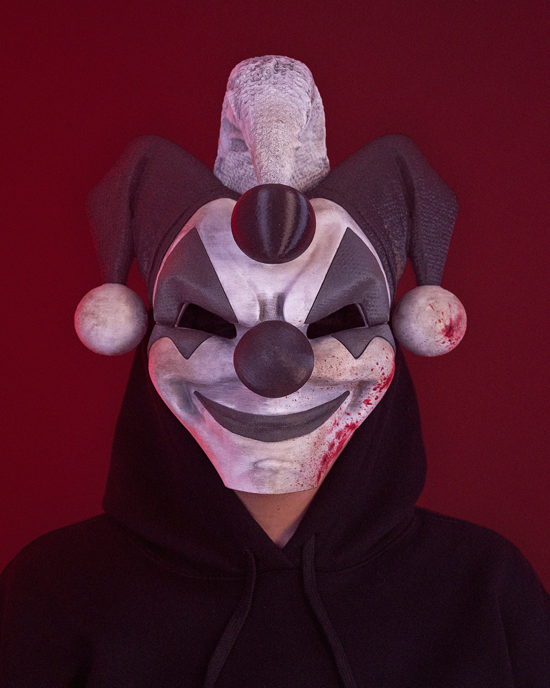 Harlekeen Clown Mask – Masquerade Macabre Collection | 3D Printed Evil Jester Halloween Cosplay Mask in 3 Sizes