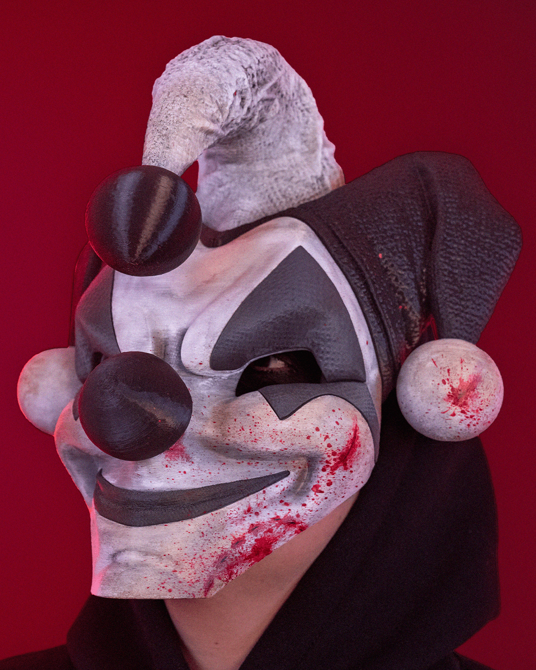Harlekeen Clown Mask – Masquerade Macabre Collection | 3D Printed Evil Jester Halloween Cosplay Mask in 3 Sizes