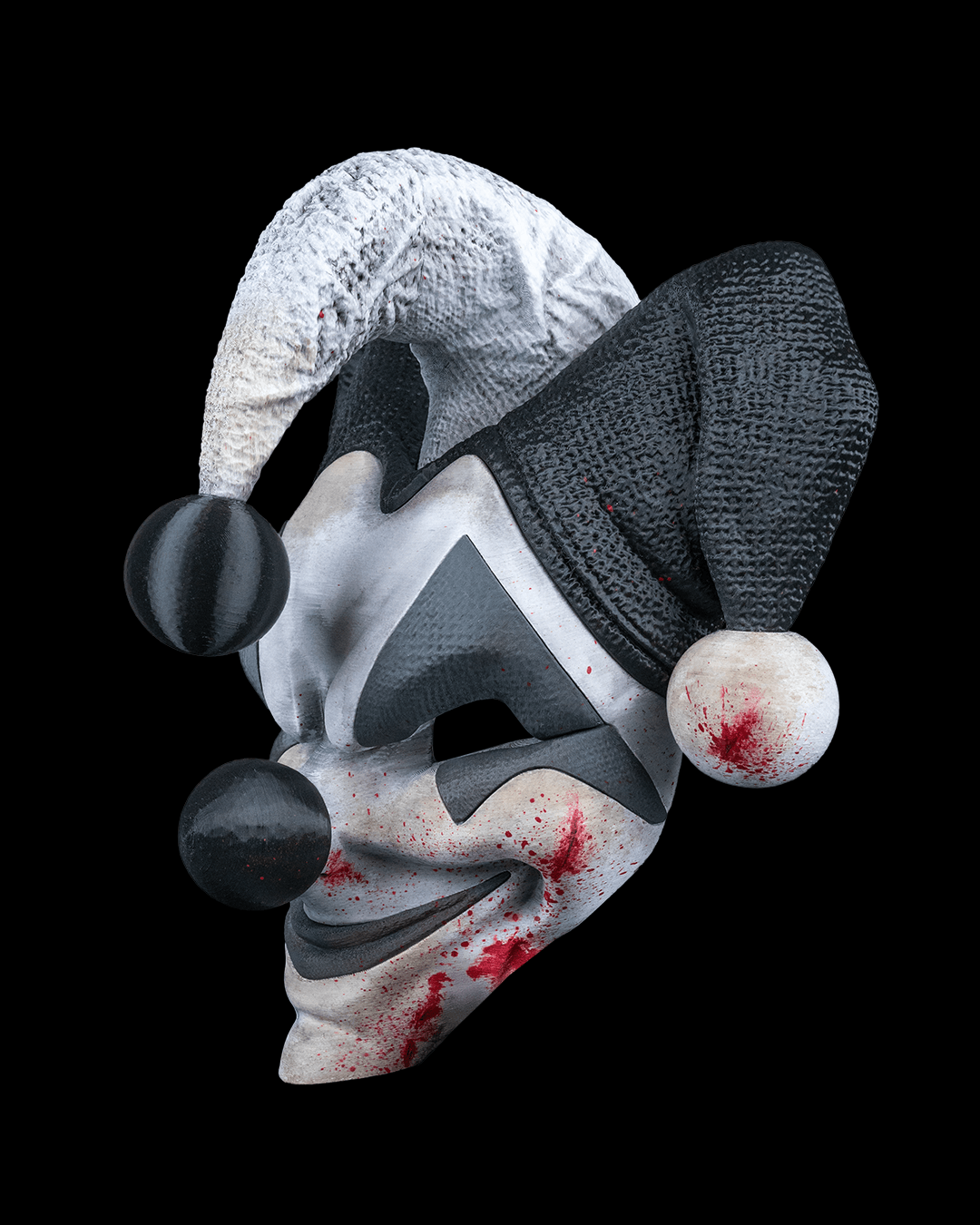 Harlekeen Clown Mask – Masquerade Macabre Collection | 3D Printed Evil Jester Halloween Cosplay Mask in 3 Sizes