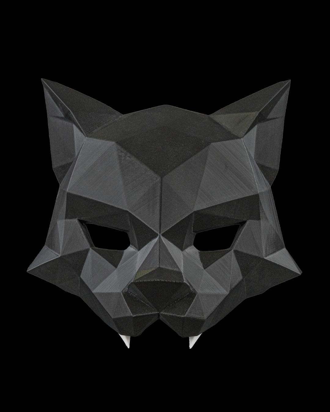 Hexa Cat Mask – Masquerade Macabre Collection | 3D Printed Geometric Cat Halloween Cosplay Mask with Glow Sticks in 3 Sizes