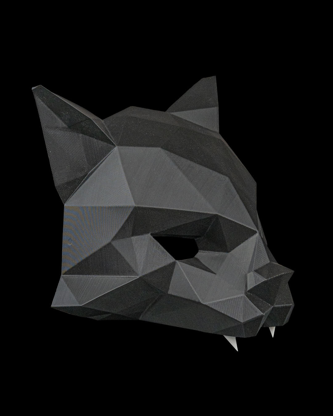 Hexa Cat Mask – Masquerade Macabre Collection | 3D Printed Geometric Cat Halloween Cosplay Mask with Glow Sticks in 3 Sizes