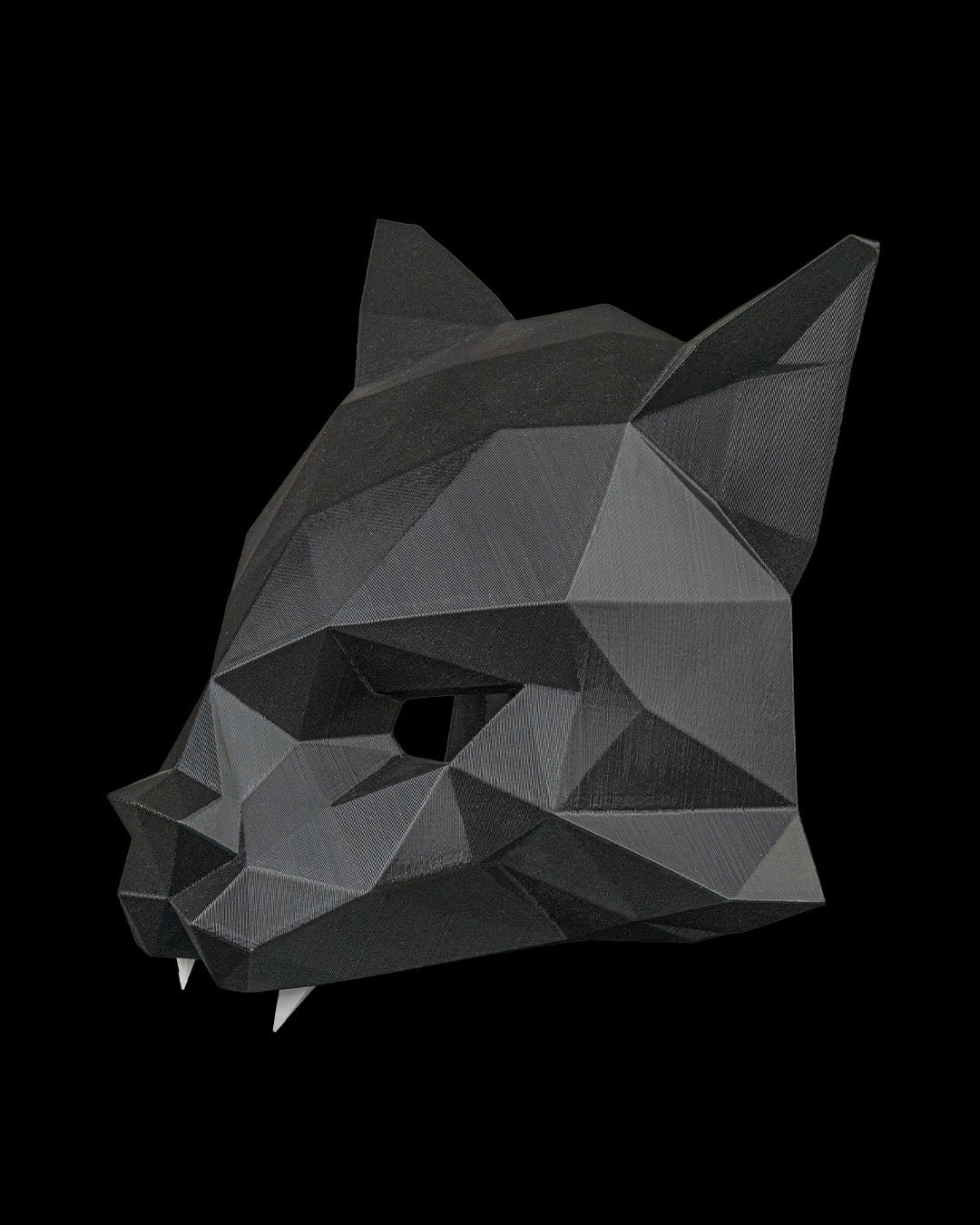 Hexa Cat Mask – Masquerade Macabre Collection | 3D Printed Geometric Cat Halloween Cosplay Mask with Glow Sticks in 3 Sizes