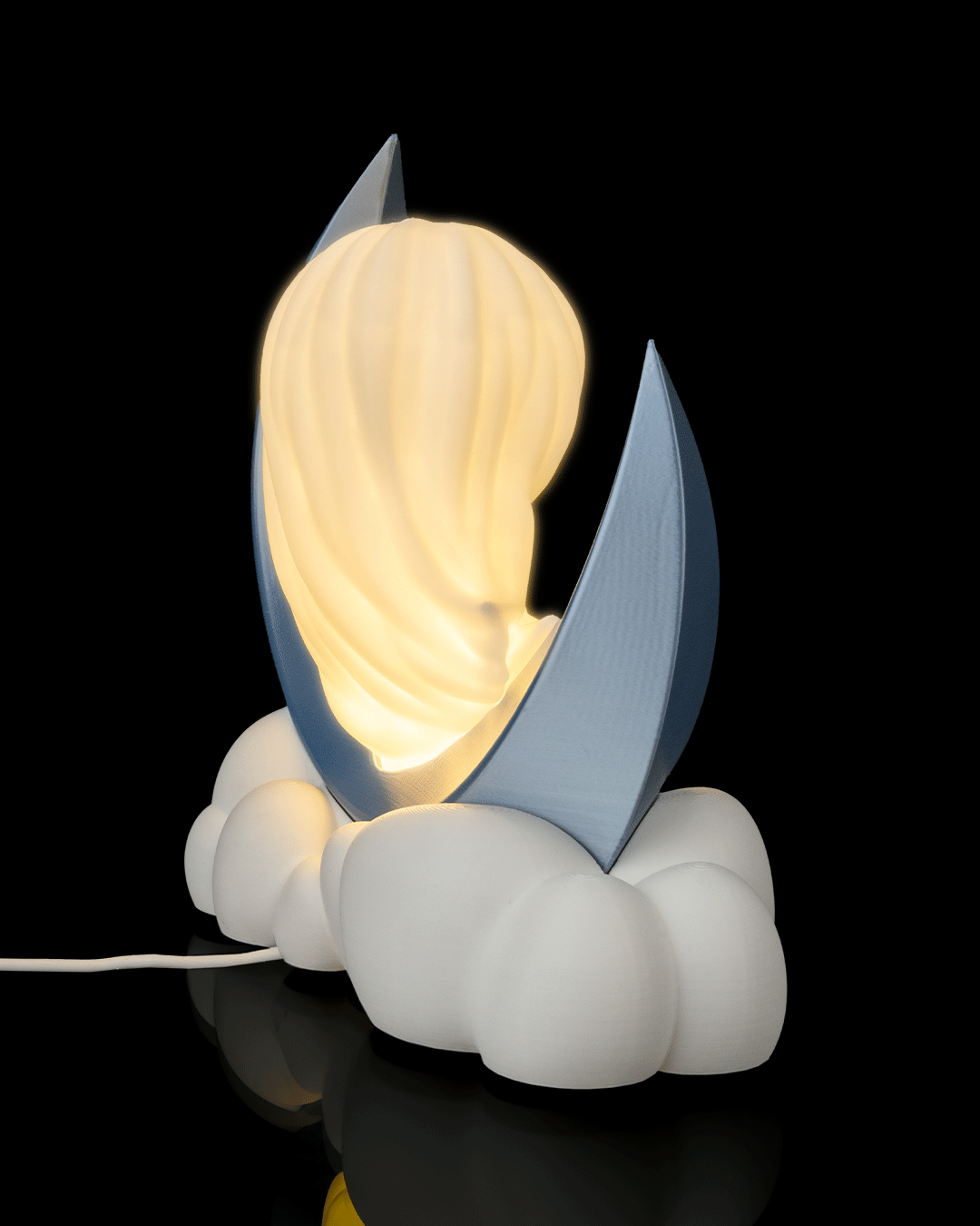 Moon Dreamer Night Light Girl on Crescent Moon LED Lamp