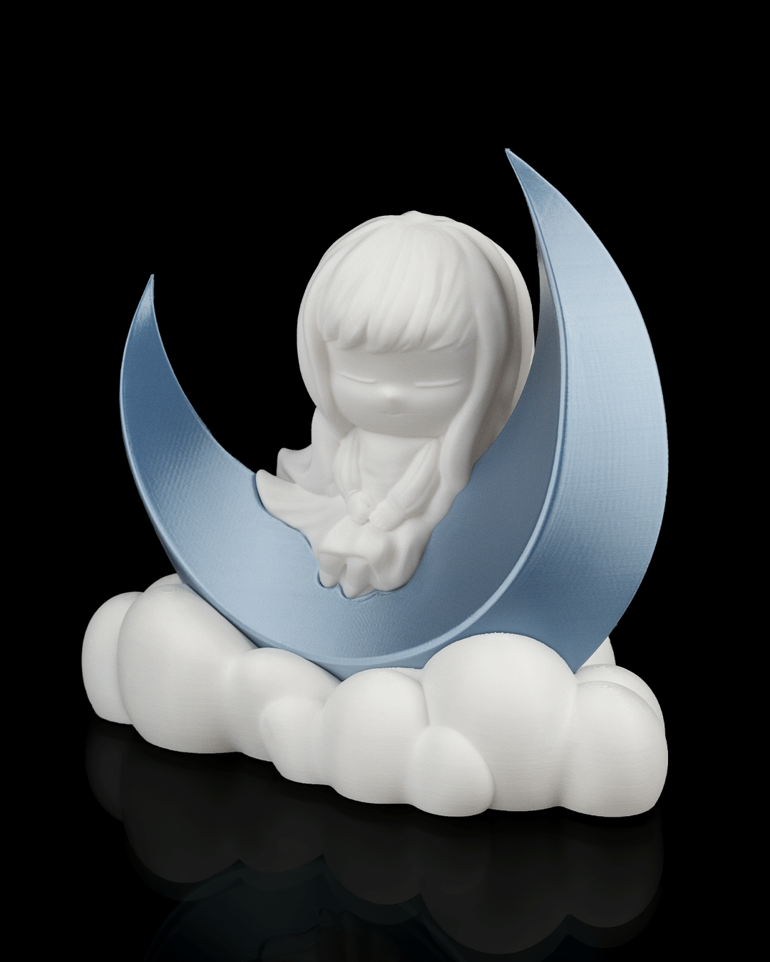 Moon Dreamer Night Light Girl on Crescent Moon LED Lamp